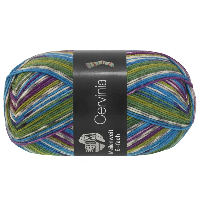 Lana Grossa Meilenweit 6-Fach 150 Cervinia 9759 Olijf/Violet/Licht-/Middelgrijs/Blauw/Donkergroen