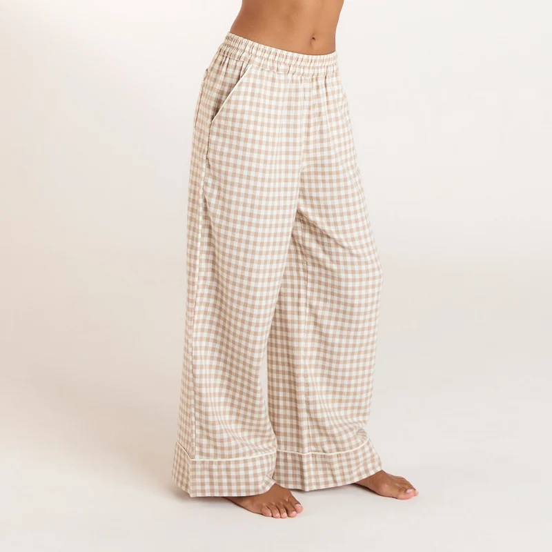 Gingham Pyjama Broek - Beige