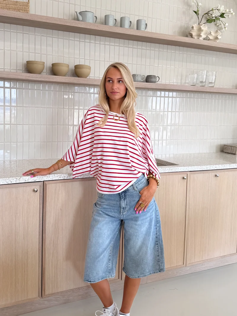 Off shoulder Yara strepen