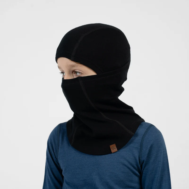 Balaclava-gezichtsbedekking van 100% merinowol voor kinderen, op meerdere manieren te dragen