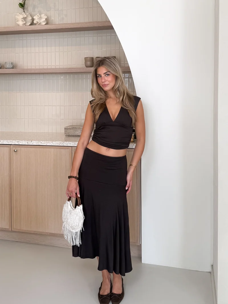 Midi rok Elara bruin