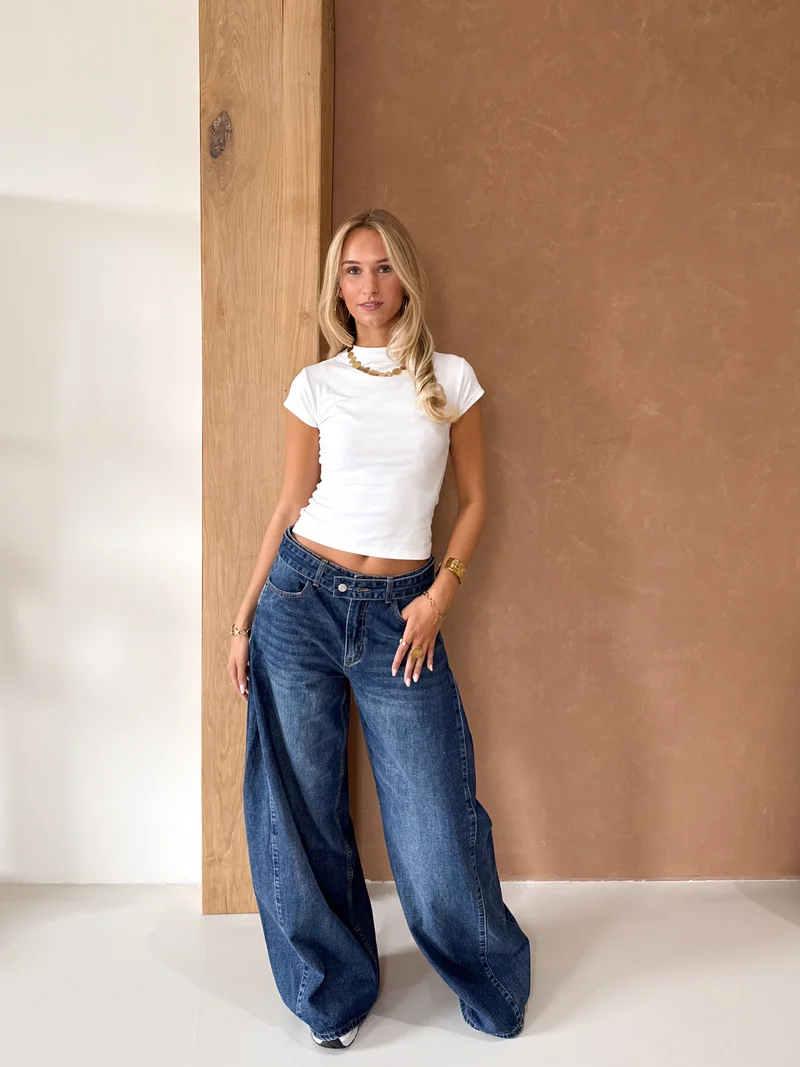 Wide leg jeans Aimee donkerblauw