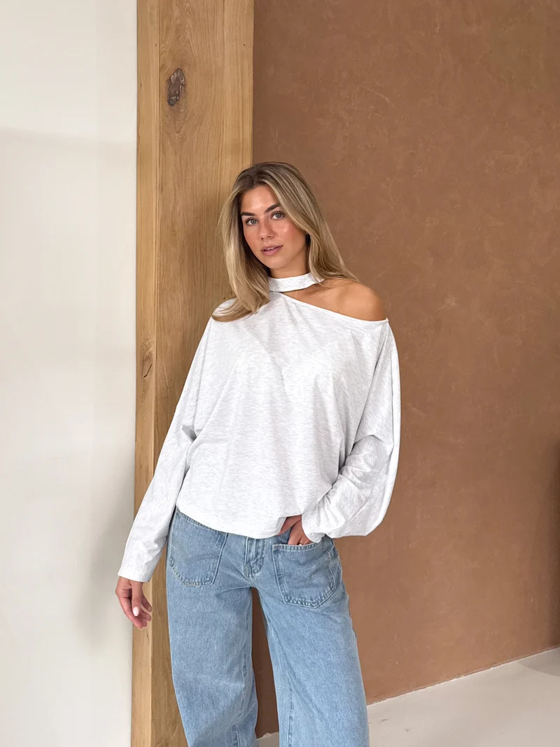 Long sleeve top Camilla lichtgrijs