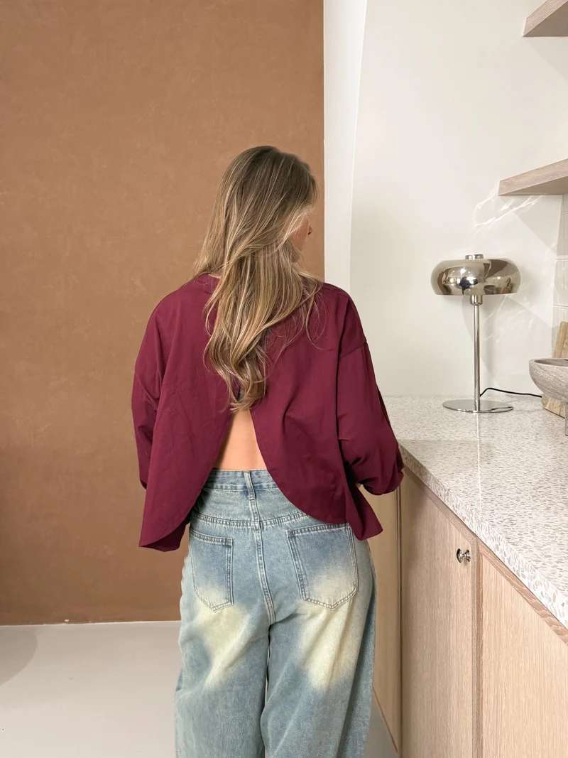 T shirt open back bordeaux
