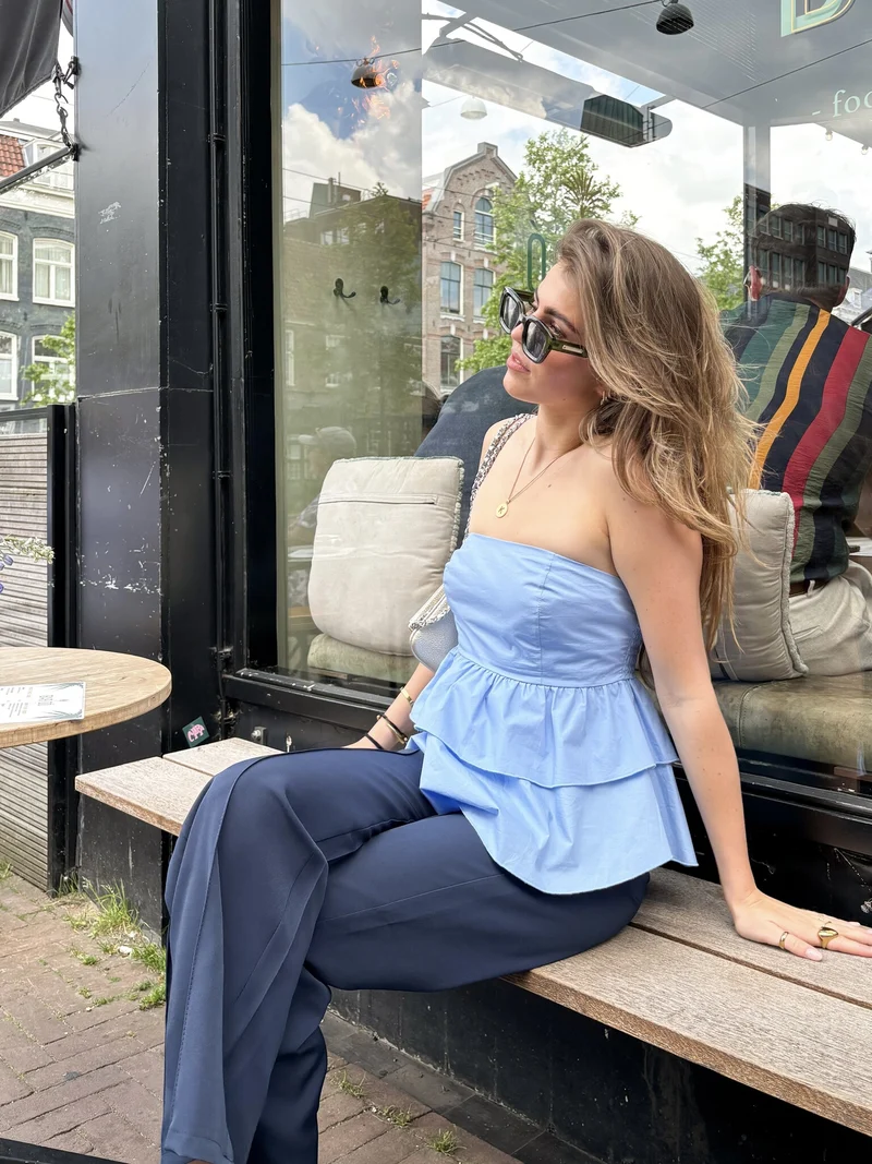 Strapless top Zoë blauw