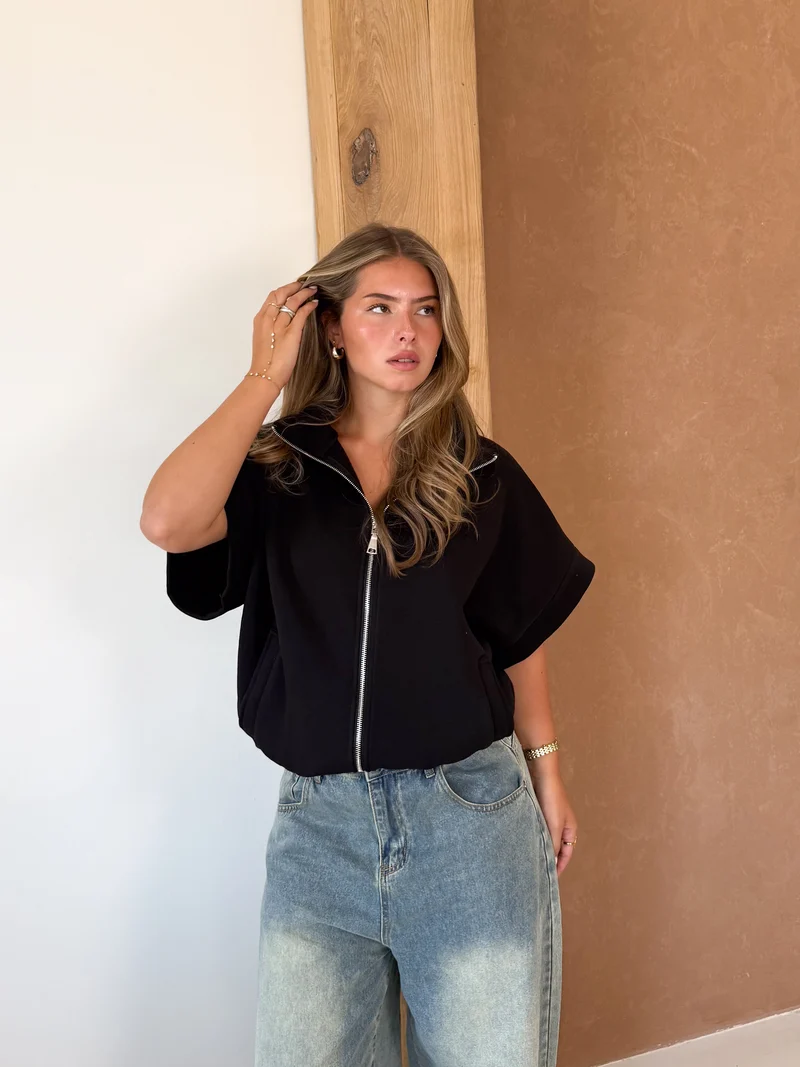 Zippervest Daisy zwart
