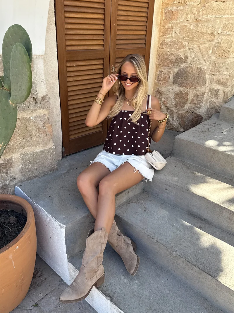 Guusje polkadots top bruin