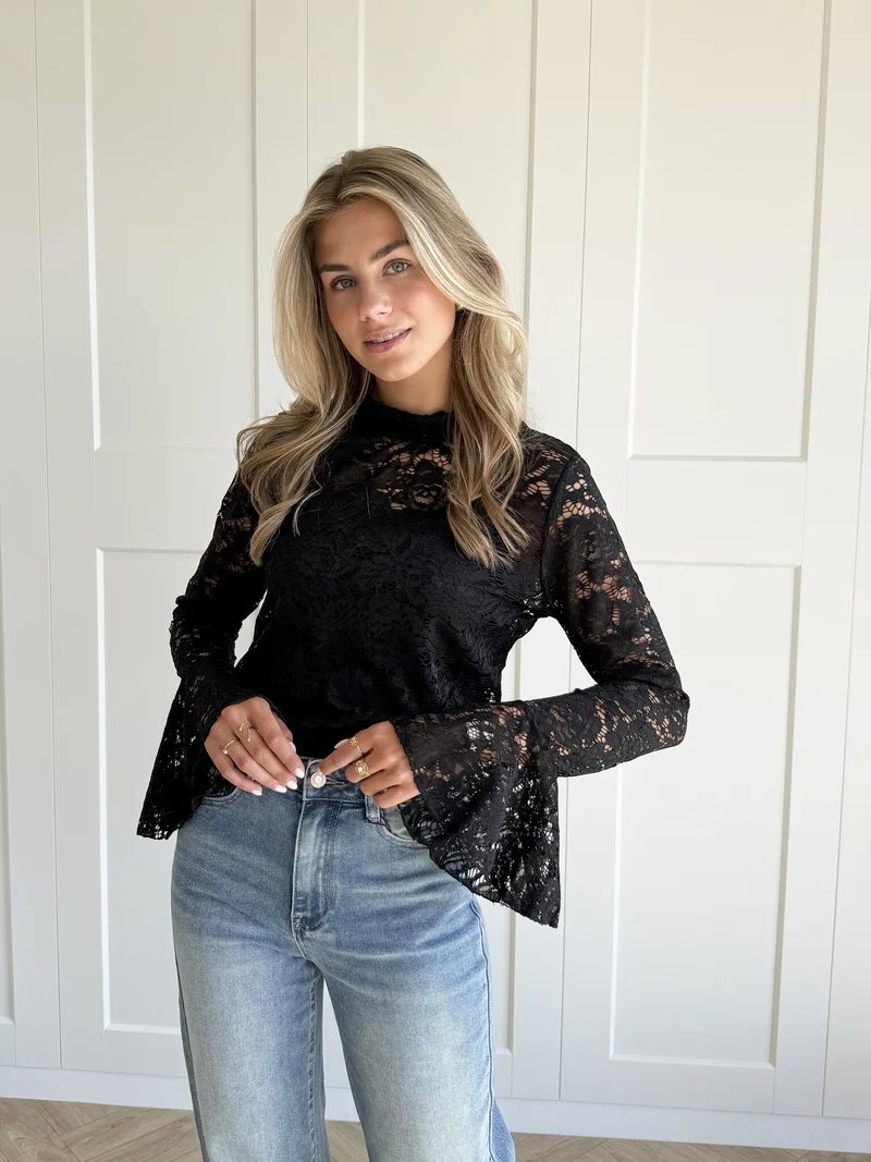 Lace top Elin zwart