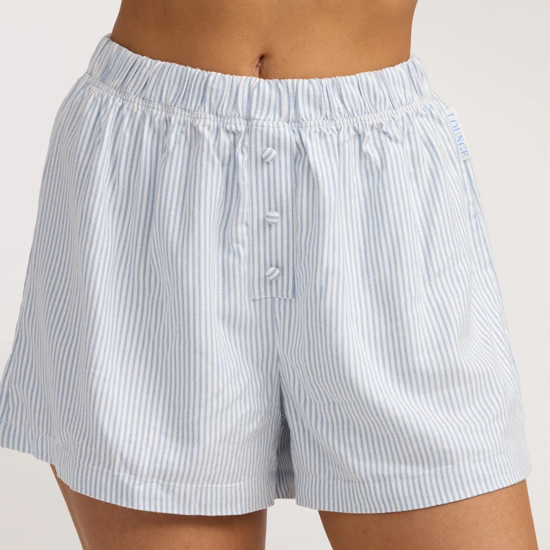 Woven Stripe Pyjama Shorts - Blauw Stripe
