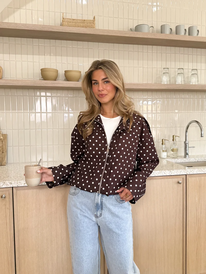 Bente polkadots jacket bruin