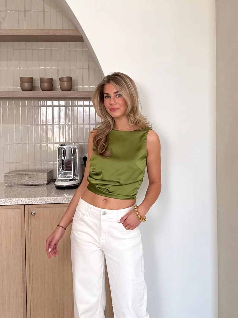 Satin top Jill groen