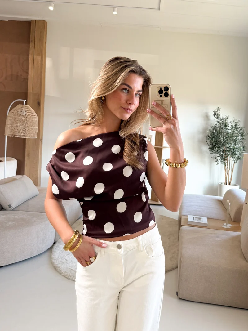 Stippen top off shoulder Polka