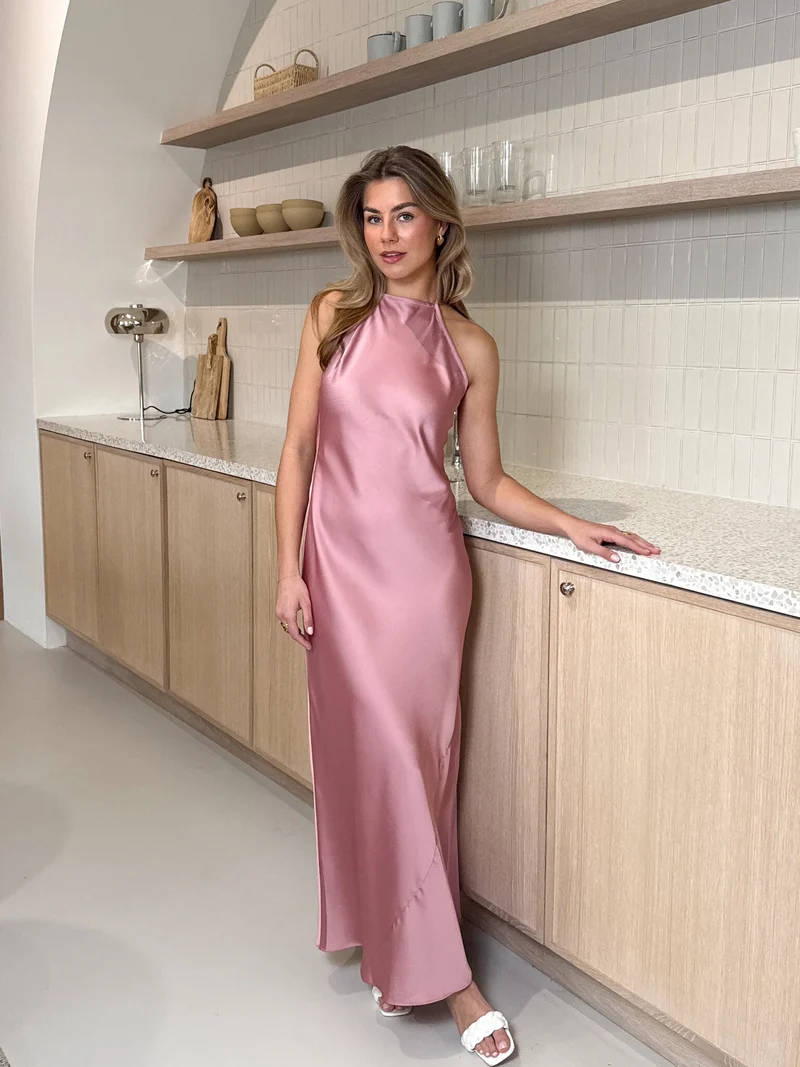 Satin dress Maria roze