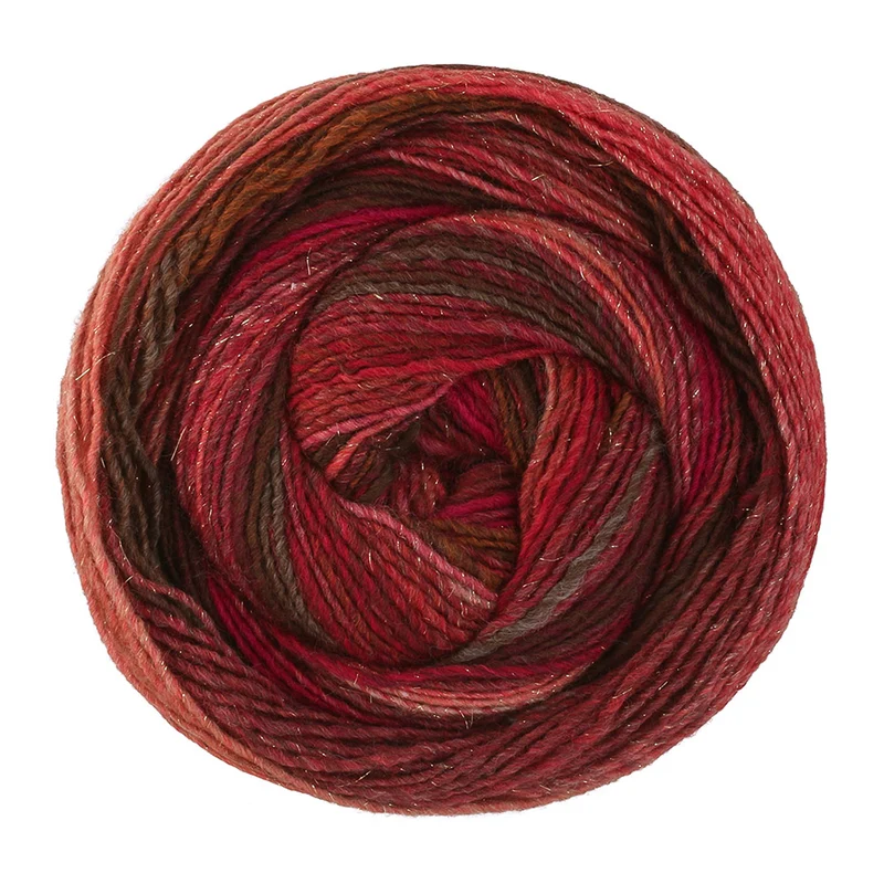 Lana Grossa Gomitolo Gala 4044 Donkerbruin/Wijn-/Lichtrood/Bordeaux/Chocoladebruin