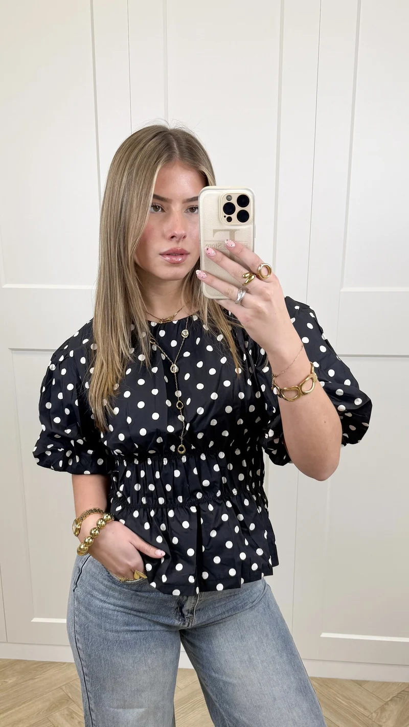 Top polkadots navy