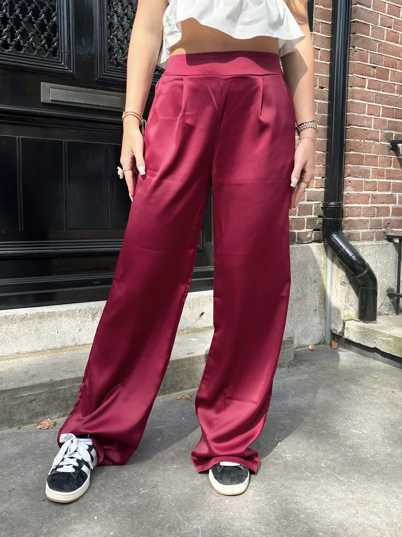 Satin broek Elin rood