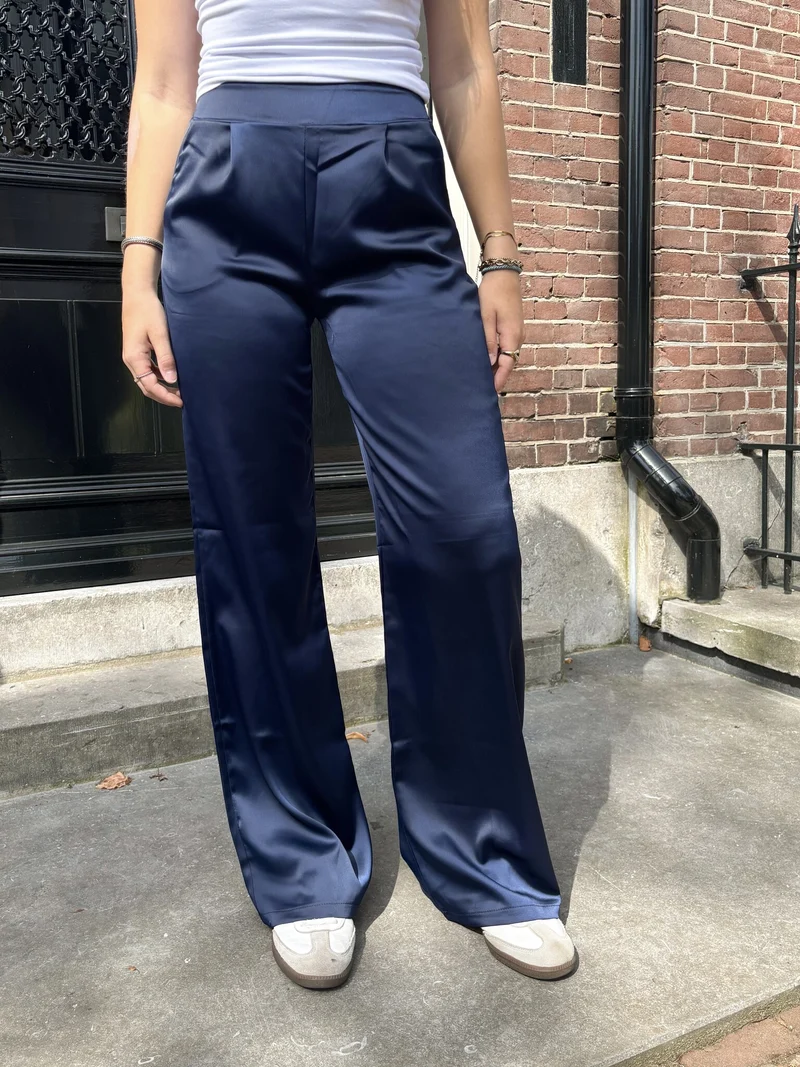 Satin broek Elin navy