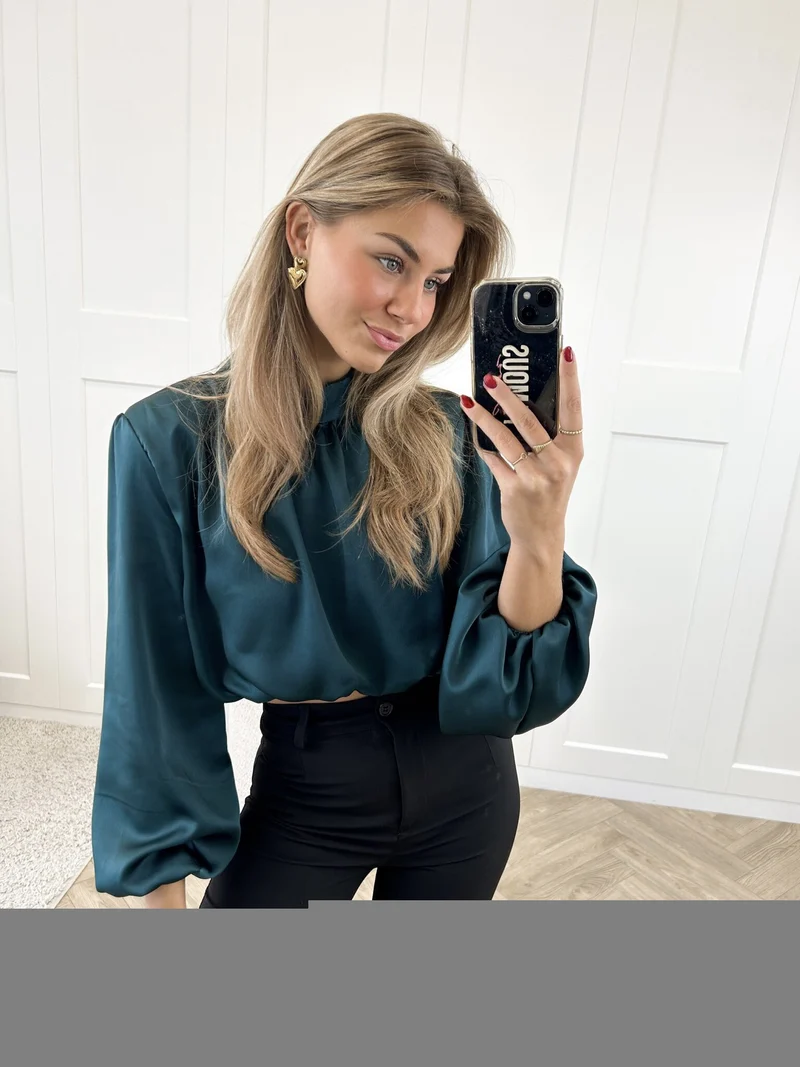Blouse satin Nora groen