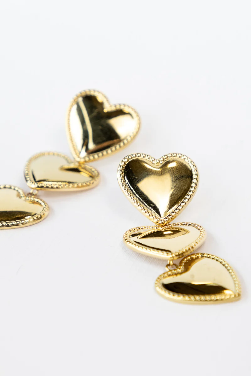 Waterfall oorbel heart goud