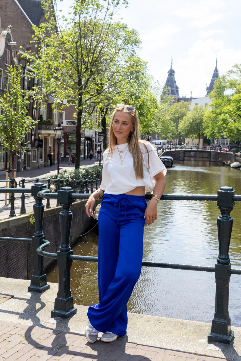 Satin broek Tess blauw
