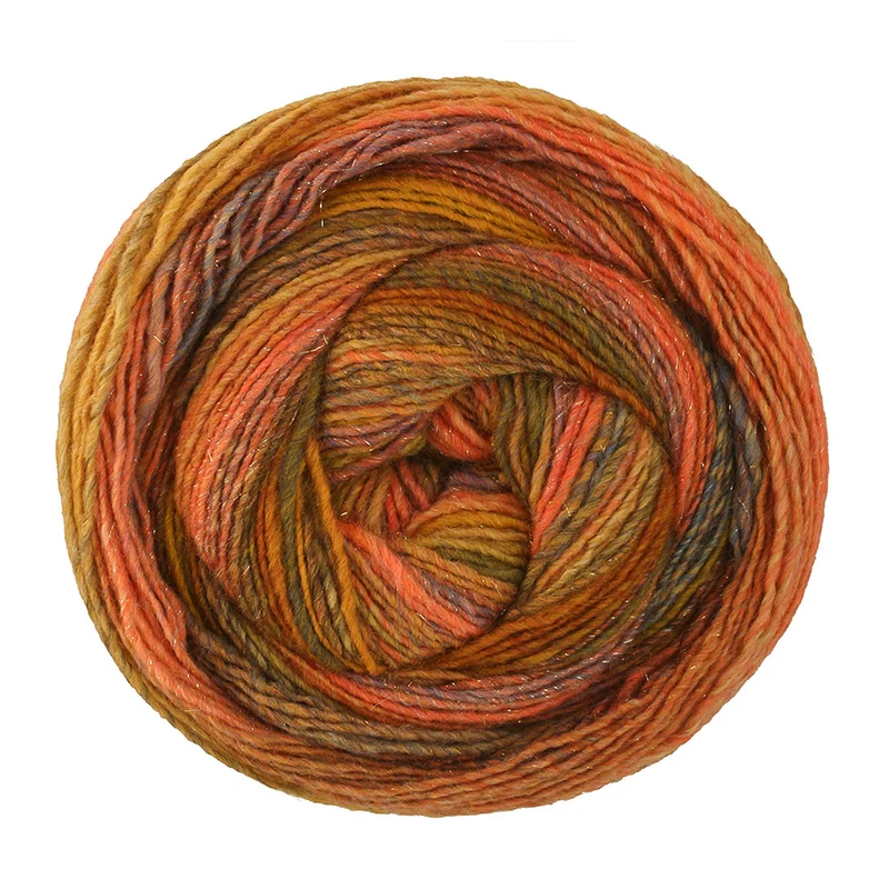Lana Grossa Gomitolo Gala 4046 Oranje/Nougat/Oker/Licht-/Donkerolijf/Groenbruin/Grijsrood