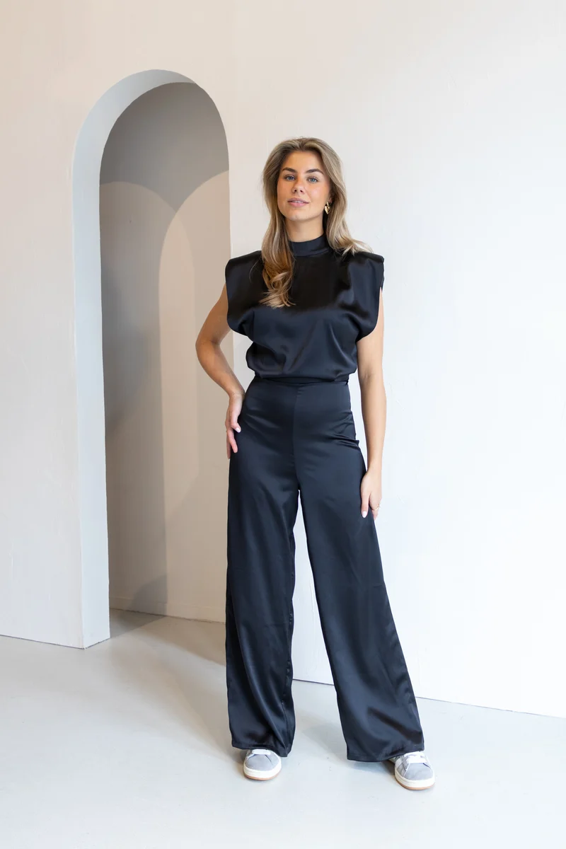 Jumpsuit satin Lily zwart