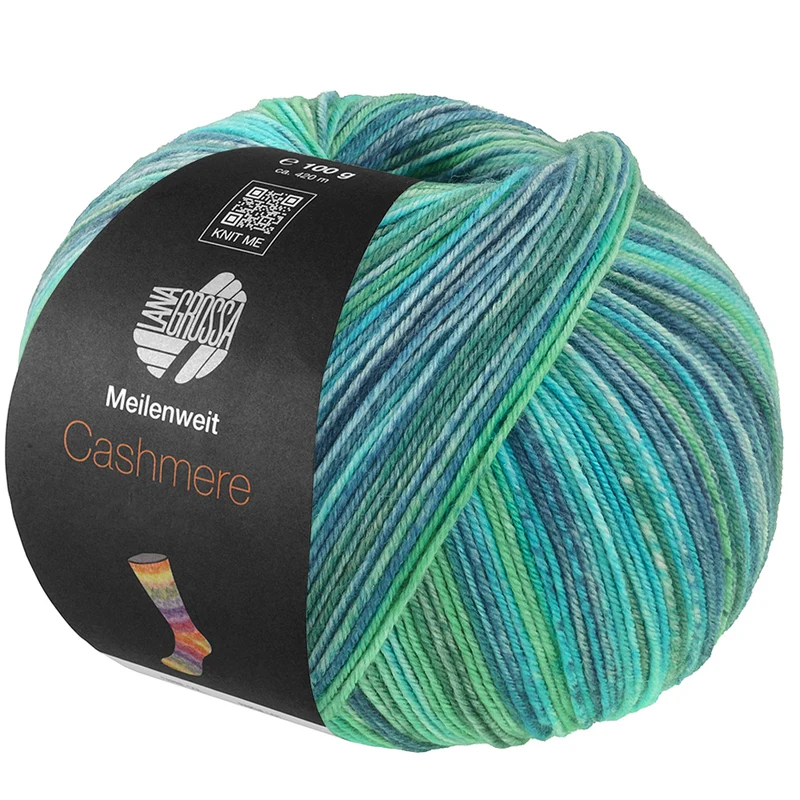 Lana Grossa Meilenweit 100 Cashmere Inverno 123 Jade/Turquoise/Petrolblauw/-groen/Jeans/Grijsblauw/-groen