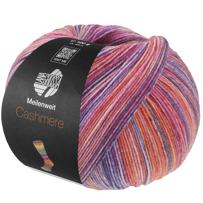 Lana Grossa Meilenweit 100 Cashmere Inverno 122 Fuchsia/Lila/Oranje/Lichtblauw/Blauw/Pruim/Erika/Zalm