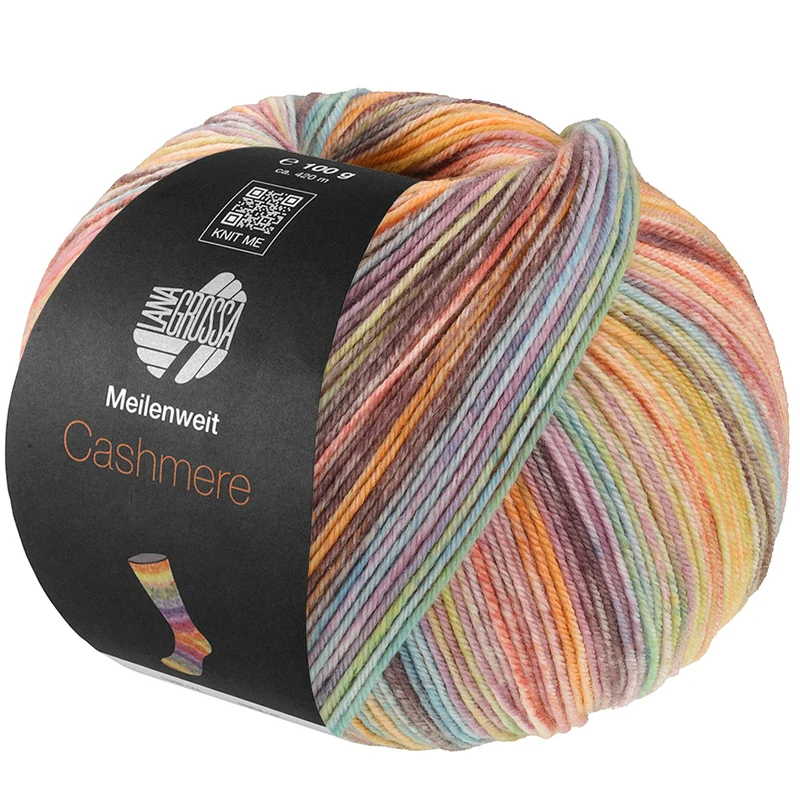Lana Grossa Meilenweit 100 Cashmere Inverno 121 Lila/Lichtblauw/Geel/Oranje/Limoen/Oudroze/Rood/Camel/Taupe/Turquoise