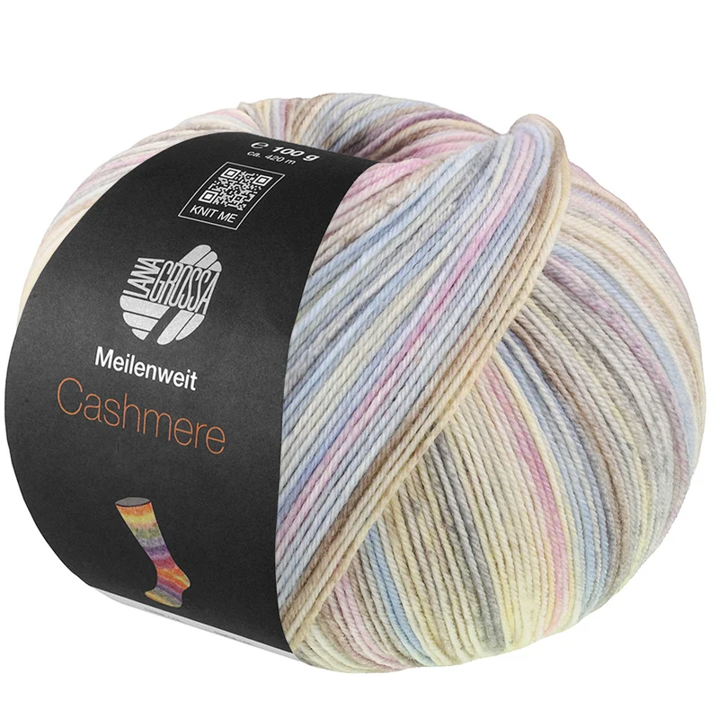 Lana Grossa Meilenweit 100 Cashmere Inverno 126 Lichtblauw/Lila/Ecru/Lichtgrijs/Vanille/Grijs/Taupe