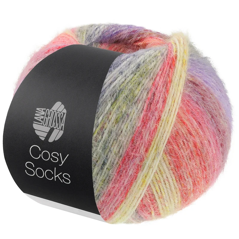 Lana Grossa Cosy Socks Dream 251 Terracotta/Mosterd/Donkergrijs/Blauwviolet/Lila/Donkerrood/Rood