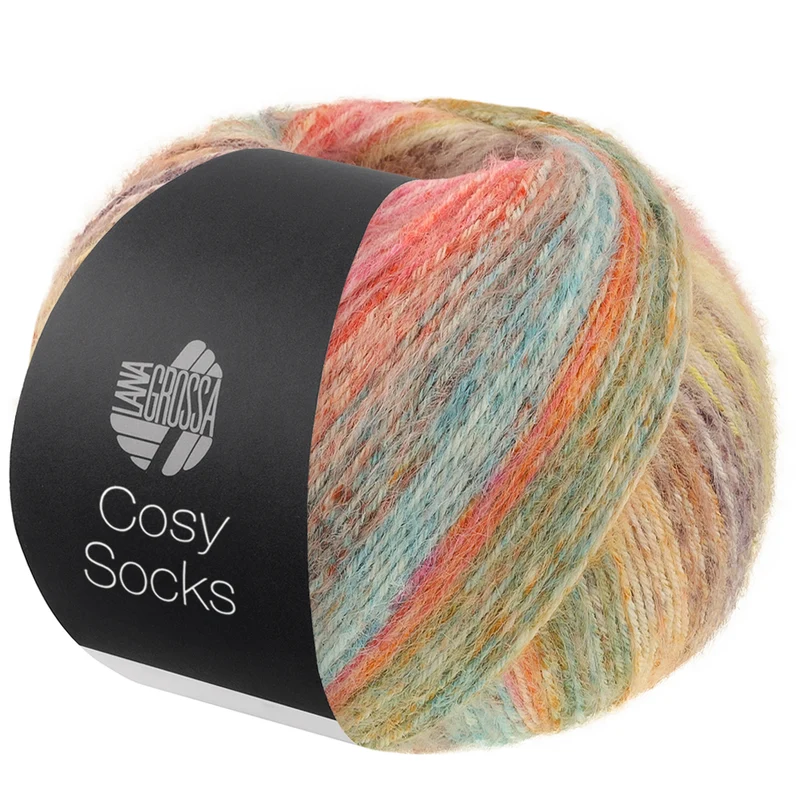 Lana Grossa Cosy Socks Dream 253 Grijsbruin/Taupe/Geel/Camel/Roze/Terracotta/Zalm/Lichtpetrol/Turquoise/Oranje
