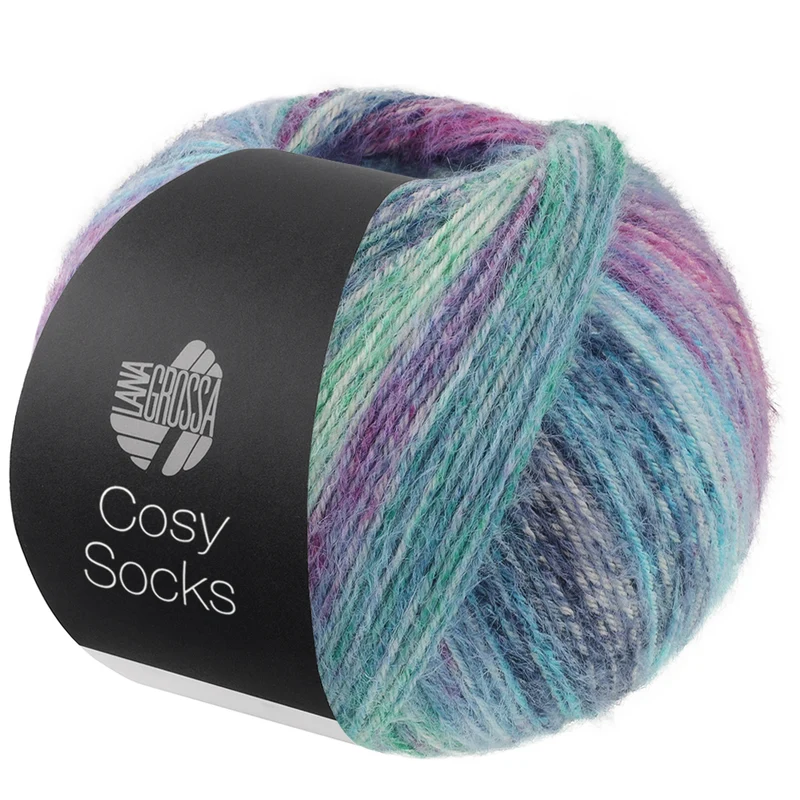 Lana Grossa Cosy Socks Dream 255 Blauwgrijs/Petrol/Turquoise/Blauw-/Roodviolet/Lichtblauw/Jeans/Jade