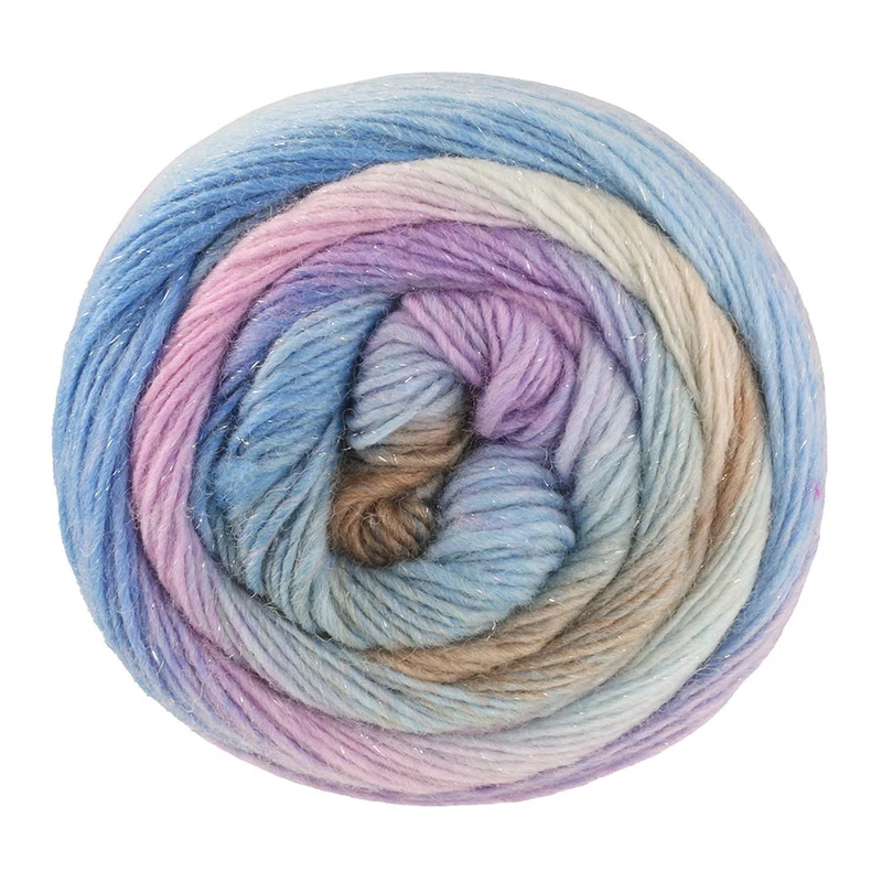 Lana Grossa Meilenweit 100 Color Mix Sparks 7622Mint/Grijsbeige/Taupe/Lila/Flieder/Blauwturquoise