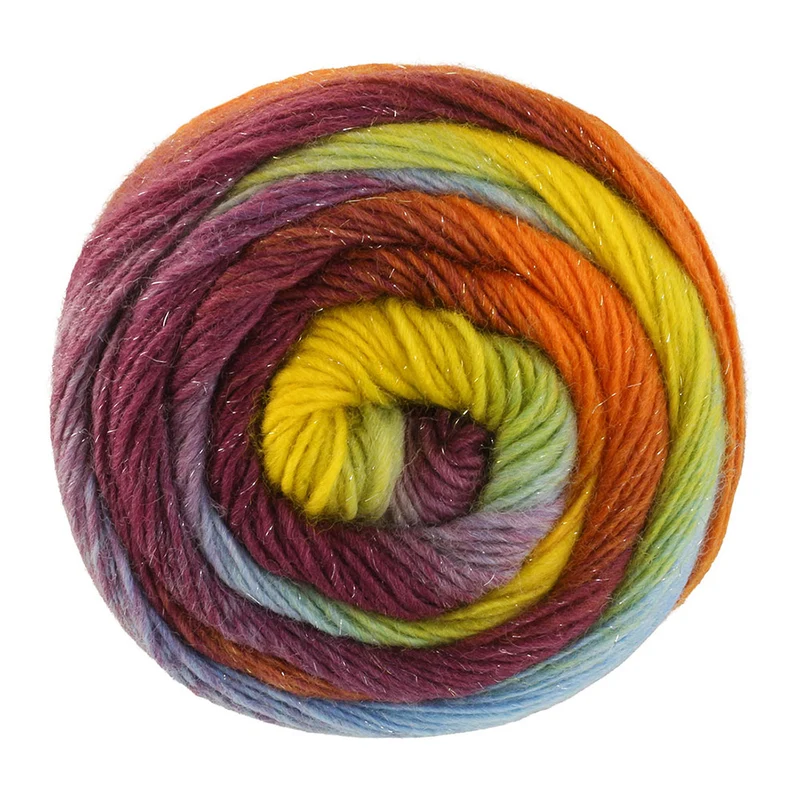 Lana Grossa Meilenweit 100 Color Mix Sparks 7621Petrol/Lentegroen/Pistache/Mosterdgeel/Oranje/Bruin/Aubergine/Grijslila