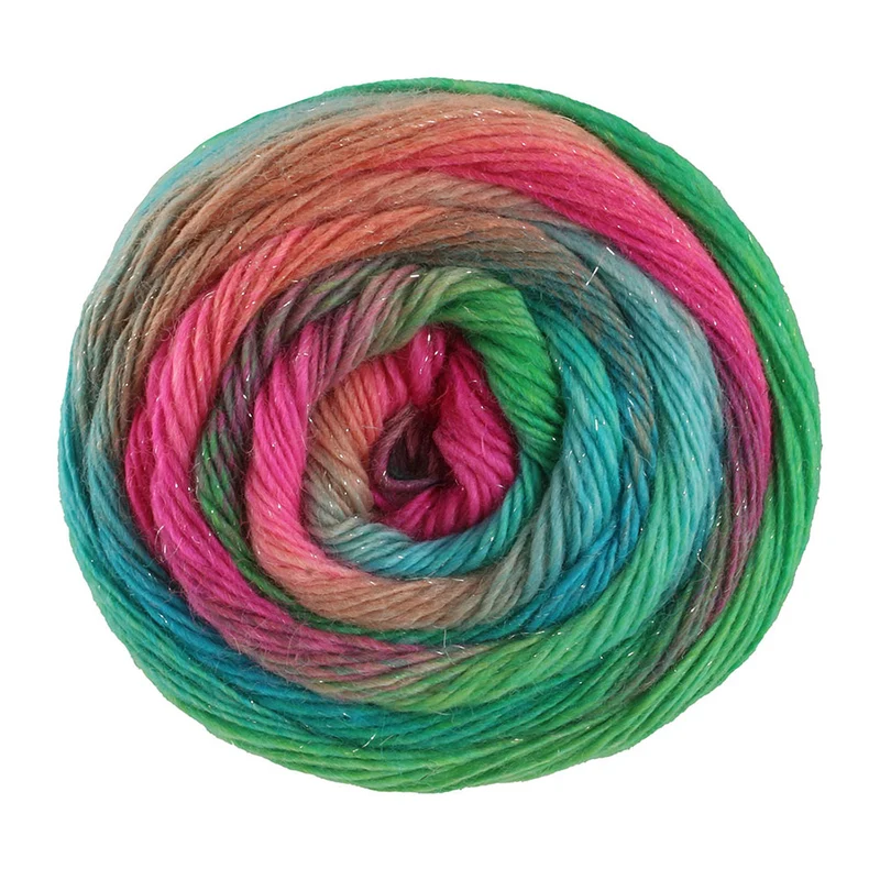 Lana Grossa Meilenweit 100 Color Mix Sparks 7618Framboos/Roest/Grijsgroen/Turquoise/Jade/Fuchsia