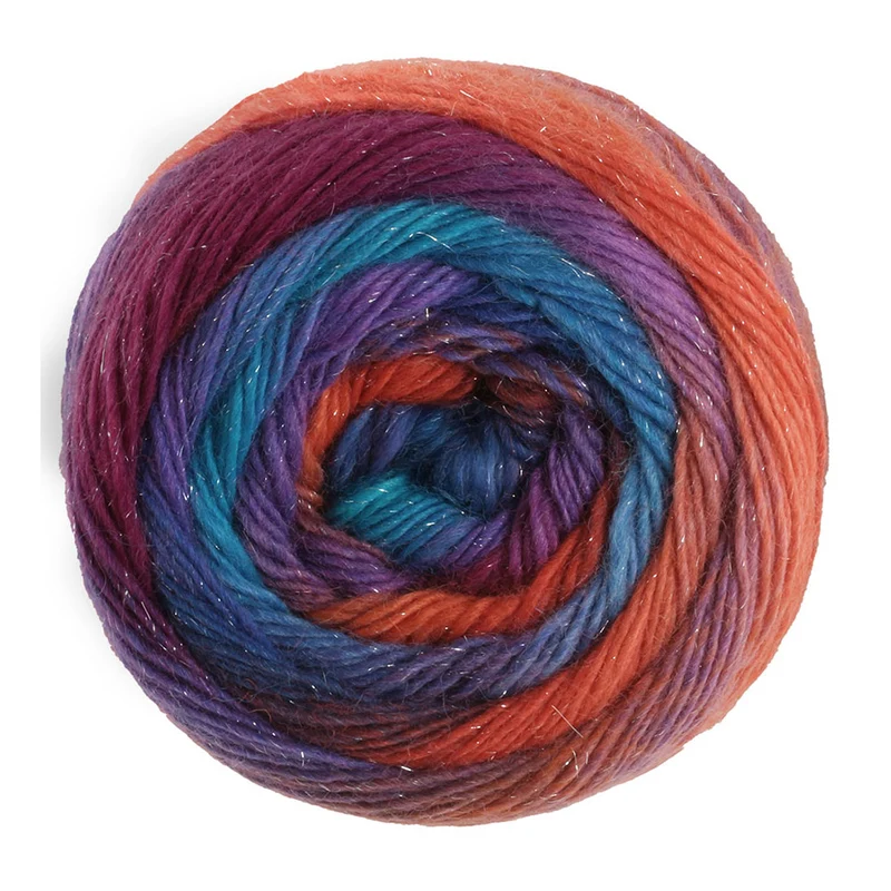 Lana Grossa Meilenweit 100 Color Mix Sparks 7616Zalmrood/Donkerblauw/Koningsblauw/Turquoise/Roodviolet/Fuchsia