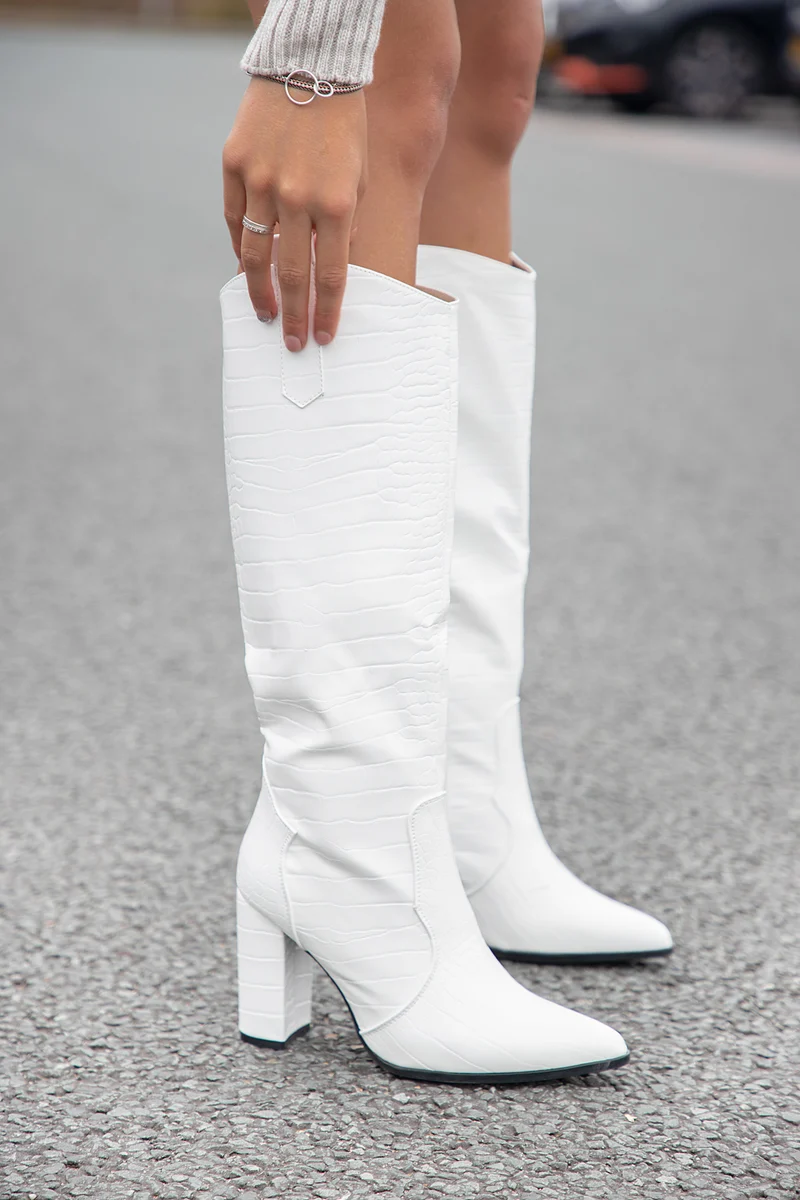 Witte croco dameslaars Fay