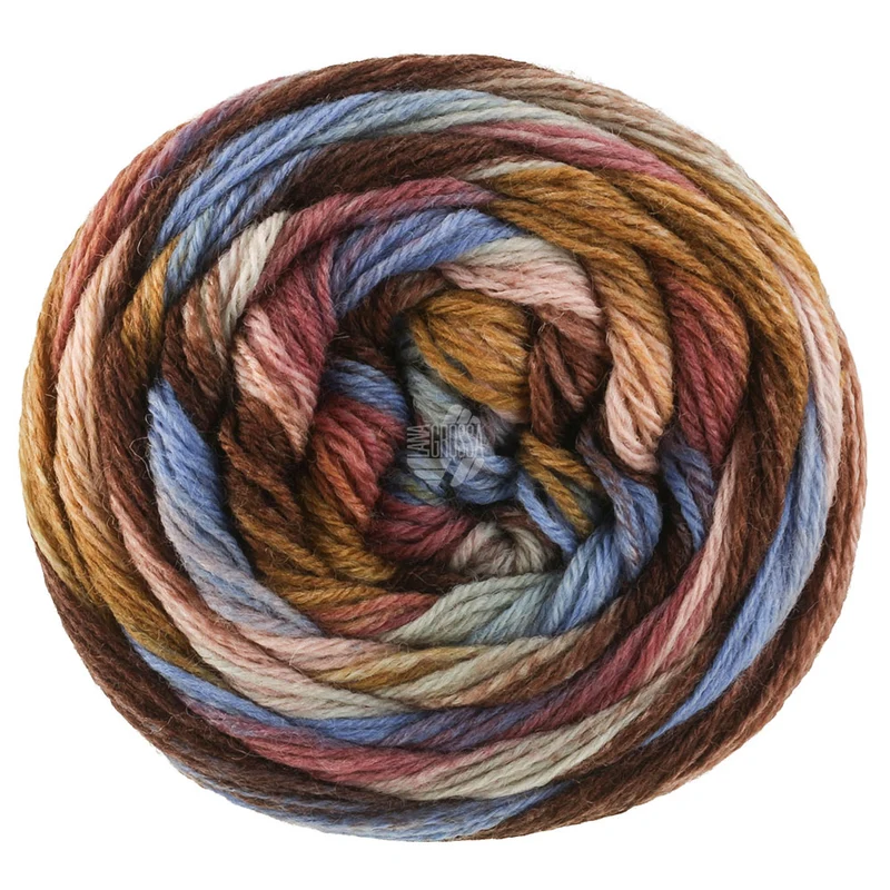Lana Grossa Meilenweit 100 Fontana 5452 Donkerbruin/Blauw/Mokka/Grijsbruin/Taupe/Omber/Rozenhout/Grijsblauw