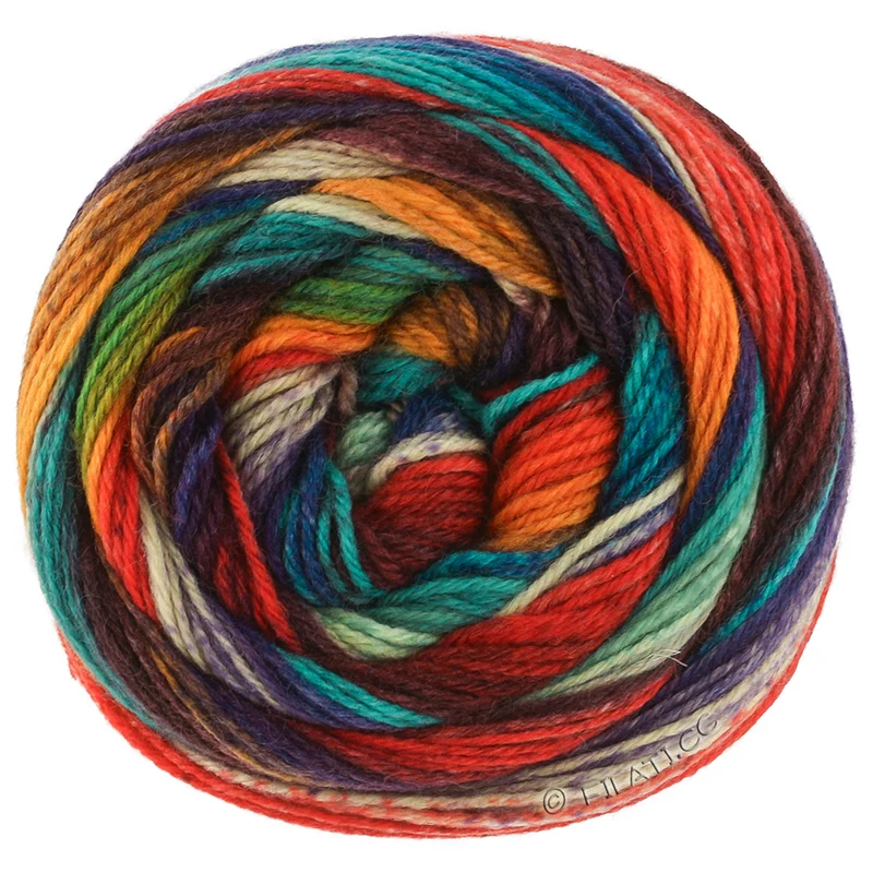 Lana Grossa Meilenweit 100 Fontana 5451 Olijf/Smaragd/Donkerviolet/Taupe/Grijs-/Donkerbruin/Turquoiseblauw/Roestrood/Oranje/Jade/Rood