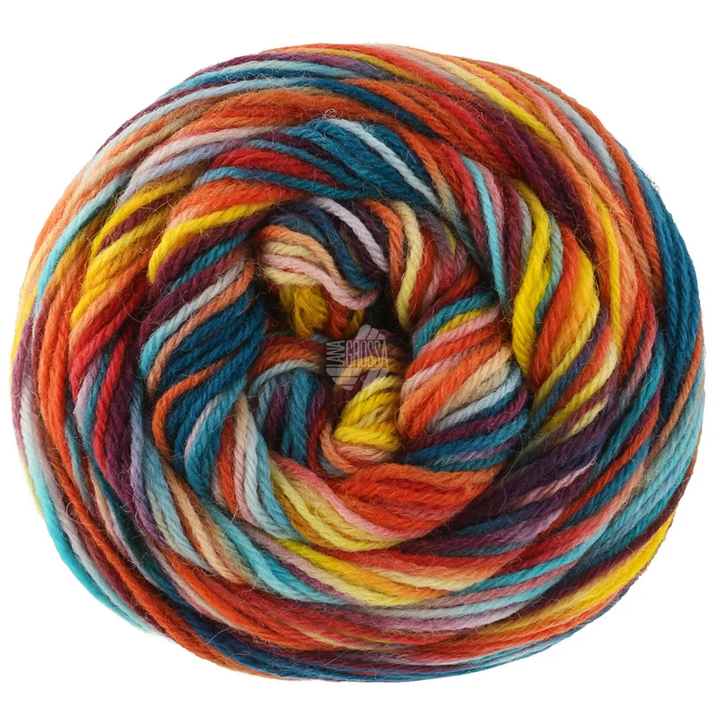 Lana Grossa Meilenweit 100 Cascata 5208 Oudroze/Braam/Turquoise/Lichtturquoise/Citroengeel/Donkergroen/Petrol/Nachtblauw/Geel/Roest