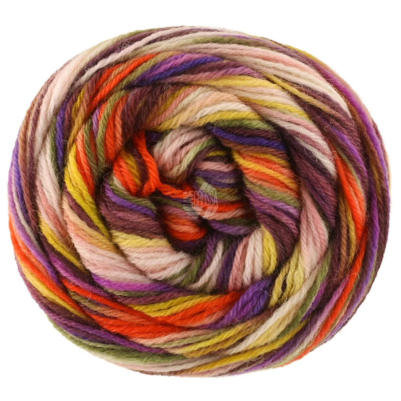 Lana Grossa Meilenweit 100 Cascata 5204 Rood/Roze/Violet/Licht-/Donkerolijf/Geel/Oranje/Donkerrood/Mokka