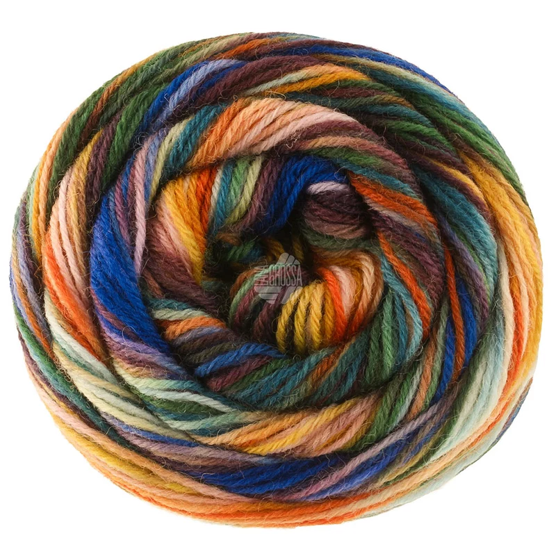 Lana Grossa Meilenweit 100 Cascata 5201 Goud-/Donkerbruin/Mokka/Koningsblauw/Lila/Roze/Roest/Donkergroen/Licht-/Muisgrijs