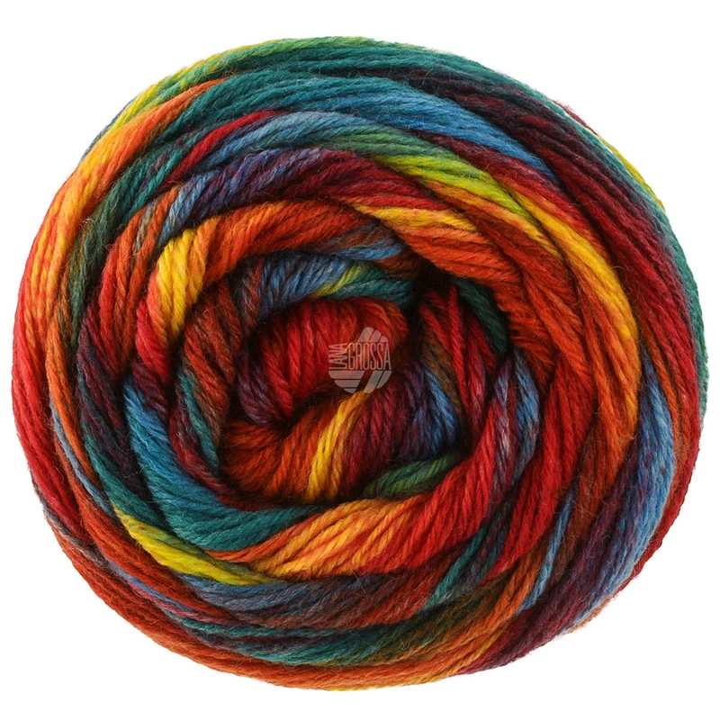Lana Grossa Meilenweit 100 Fontana 5458 Limoen/Kaneelbruin/Donkeroranje/-rood/Donker-/Lichtgroen/Olijf/Donkerbruin/Blauw/Geel