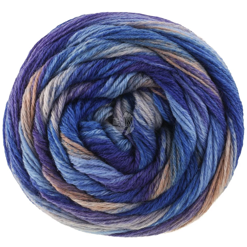 Lana Grossa Meilenweit 100 Fontana 5457 Marine/Inkt-/Grijsblauw/Korenbloem/Taupe/Grijsbeige