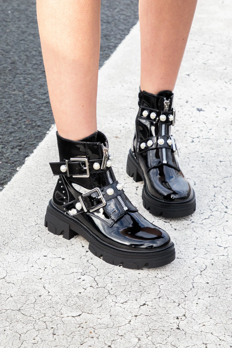 Parel bikerboots lak