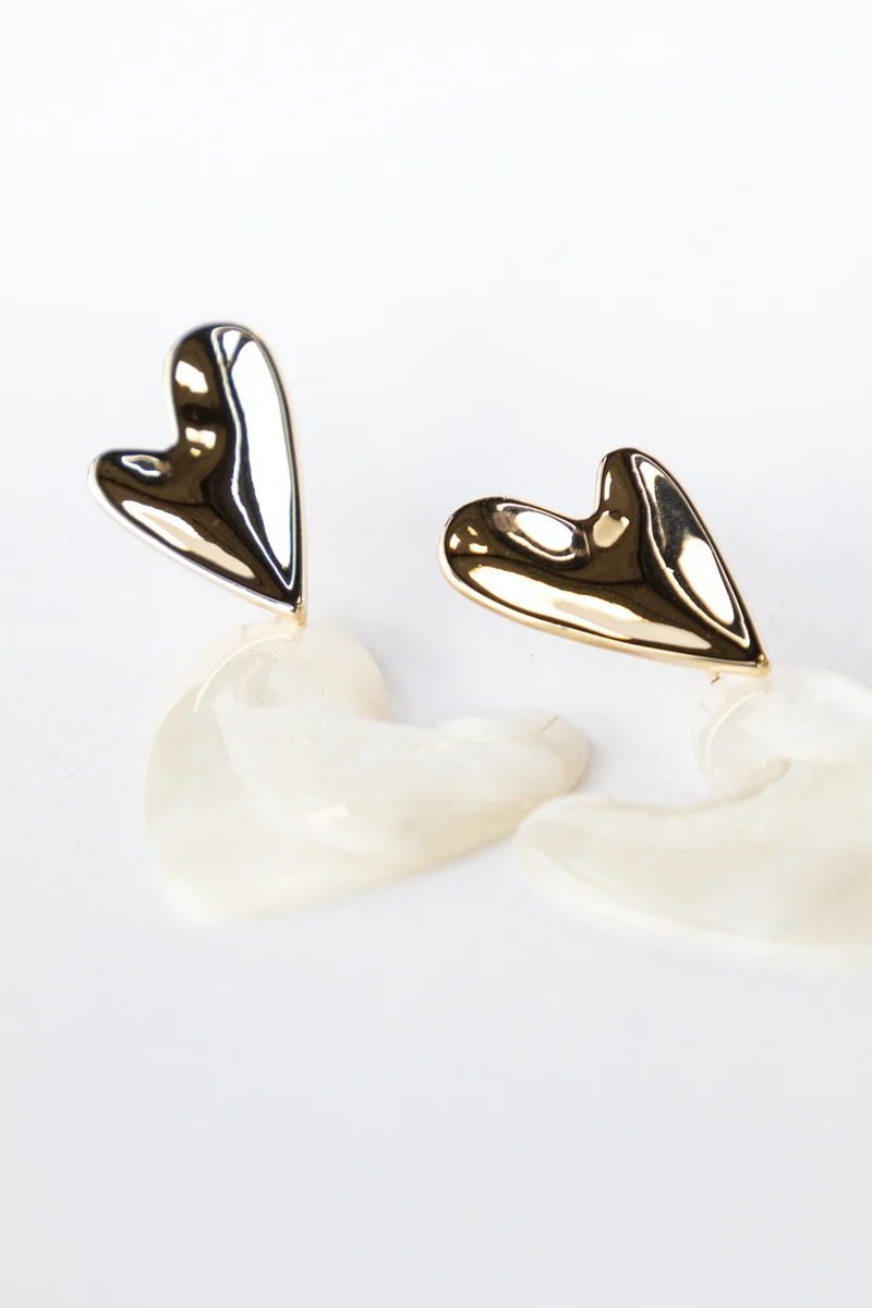 Oorbel pearl white heart