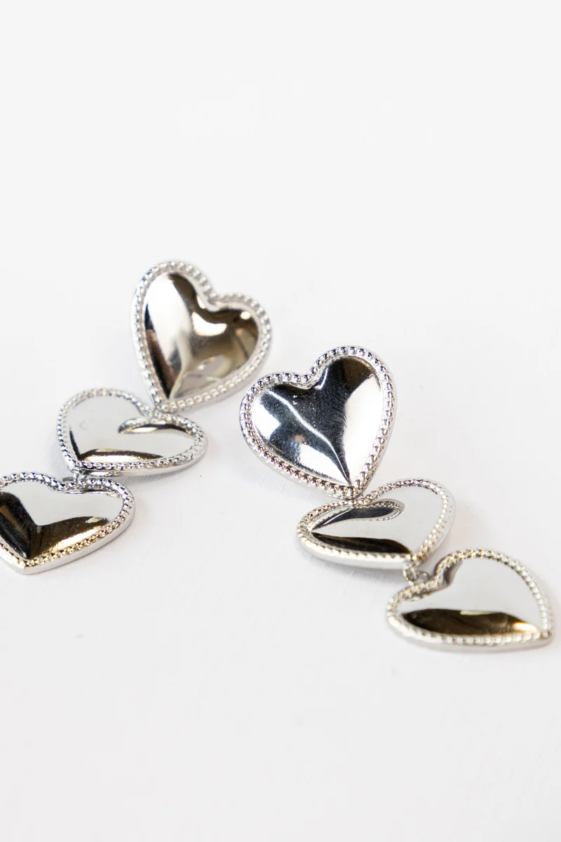 Waterfall oorbel heart zilver