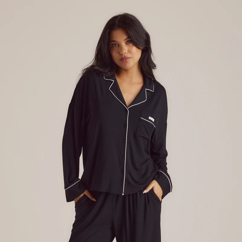 Modal Pyjama Shirt - Zwart