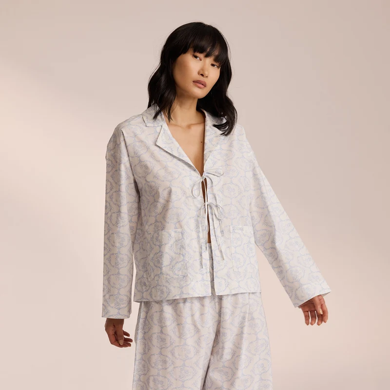 Katoenen Pyjama Shirt - Blauw